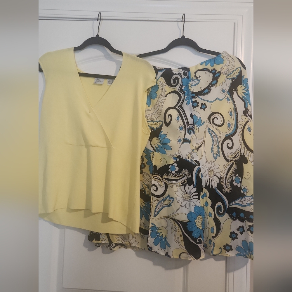 Floral Yellow and Blue Skirt